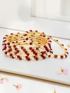 Anouk Gold-Toned Set Of 8 Crystal-Studded & Beaded Bangles