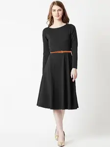 Dream Beauty Fashion Round Neck Long Sleeves A-Line Midi Dress
