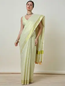 Soch  Zari Tissue Kasavu Saree