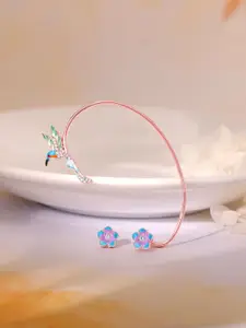 GIVA 925 Silver Rose Gold-Plated Contemporary Ear Cuff Earrings