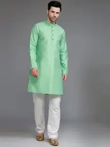 Utsav Fashion Floral Woven Design Mandarin Collar Straight Kurta With Trousers