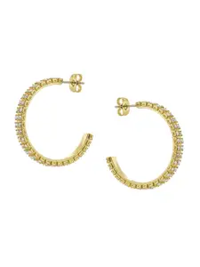 Ted Baker Mellia Medium Double Crystal Studded Gold-Plated Half Hoop Earrings