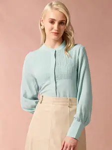 U.S. Polo Assn. Women Solid Mandarin Collar Top