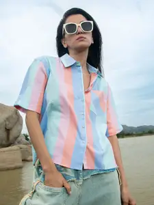 PINACOLADA Women Relaxed Boxy Opaque Striped Casual Shirt