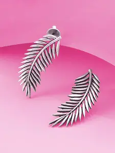 Sangria Silver Plated Leaf Shaped Drop Earrings