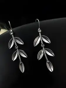 Sangria Silver Plated Leaf Shaped Drop Earrings