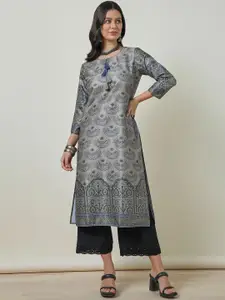 Soch Ethnic Motifs Printed Tie-Up Neck Straight Kurta