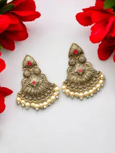 ADIVA Gold-Plated Beaded Antique Classic Drop Earrings