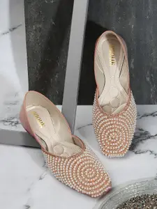 Anouk Women Embellished Ethnic Leather Mojaris