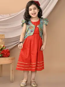 Sangria Girls Printed Cotton A-Line Ethnic Dress