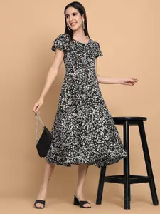 Dream Beauty Fashion Floral Printed A-Line Midi Dress