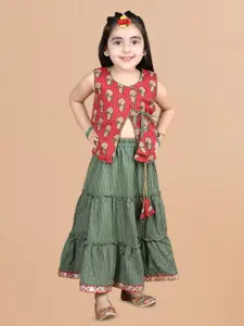 Sangria Girls Printed Tiered Cotton Ready to Wear Lehenga Choli
