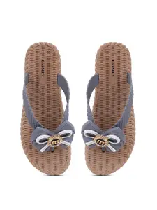 CASSIEY Women Embellished Rubber Thong Flip-Flops