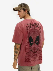 The Souled Store Men Graphic Printed Round Neck Cotton Oversized T-Shirt