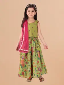 Sangria Girls Embroidered Cotton Ready to Wear Lehenga Choli With Dupatta