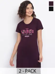 Duchess Women Pack Of 2 Printed Lounge Long T-Shirts