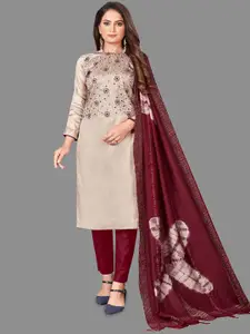 LADY SHOPI Floral Embroidered Thread Work Unstitched Dress Material