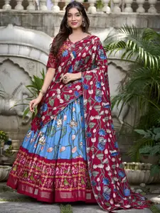 LOOKNBOOK ART Floral Printed Ready to Wear Lehenga & Unstitched Blouse With Dupatta