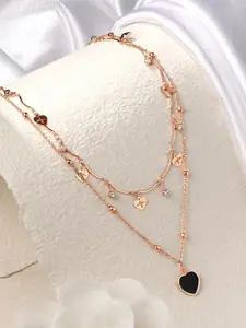 Cierra Rose Gold-Plated Desirable Heart Shape Layered Necklace