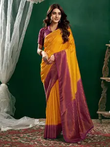 Satrani Kanjeevaram Silk Blend Woven Design Zari Traditional Saree