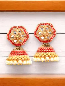 ADIVA Gold-Plated Pearls Dome Shaped Jhumkas