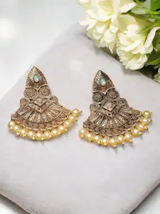 ADIVA Gold-Plated Pearls Antique Classic Drop Earrings