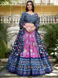 LOOKNBOOK ART Ethnic Motifs Printed Ready to Wear Lehenga & Unstitched Blouse With Dupatta