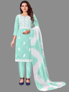 LADY SHOPI Floral Embroidered Thread Work Unstitched Dress Material
