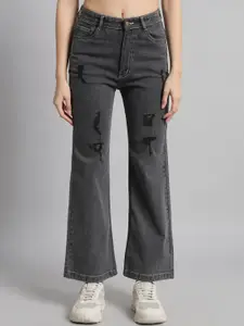 GUTI Women Flared High-Rise Mildly Distressed Stretchable Jeans