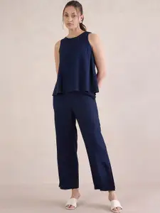 FEMMELLA Round Neck Top With Side Cut Trouser
