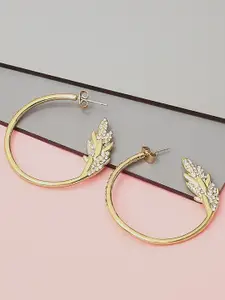 OOMPH Floral Crystal Studded Hoop Earrings