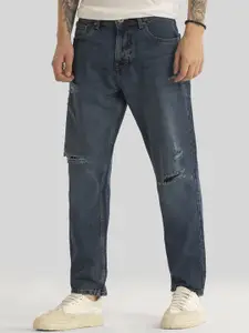 Snitch Men Loose Relaxed Fit Mildly Distressed Light Fade Stretchable Jeans