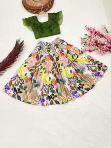 BAESD Girls Foil Print Ready to Wear Lehenga & Blouse