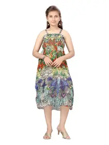 BAESD Girls Print Georgette A-Line Midi Dress
