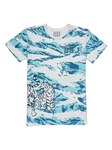 Gini and Jony Boys Printed Extended Sleeves Raw Edge T-shirt