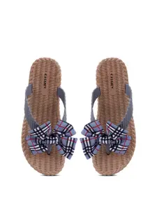 CASSIEY Women Woven Design Rubber Thong Flip-Flops with Bow
