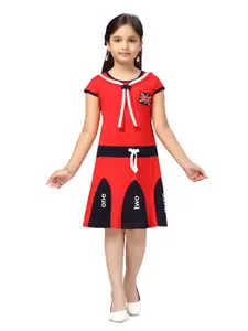 BAESD Girls Round Neck Short Sleeves Cotton Fit & Flare Dress