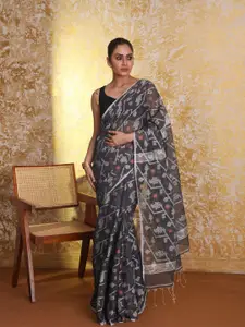 Indethnic Woven Design Jamdani Saree