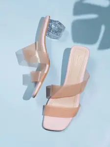 Inc 5 Women Transparent Double Straps Block Heels Sandals