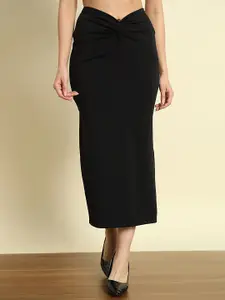 Trend Arrest Solid Pencil Straight Midi Skirt