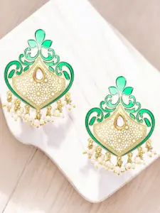 OOMPH Meenakari Kundan Studded & Beaded Drop Earrings