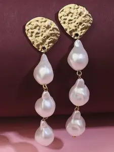 OOMPH Floral Pearls Beaded Drop Earrings