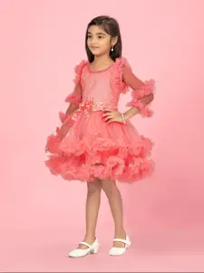 BAESD Girls Embellished Net Fit & Flare Dress