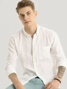 Snitch Men Smart Slim Fit Solid Button Down Casual Shirt