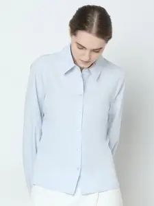 Vero Moda Women Spread Collar Solid Cotton Formal Shirt