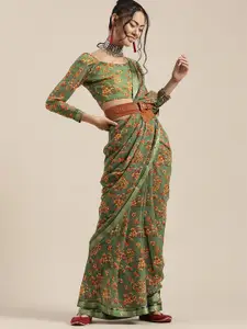 Saree mall Floral Zari Poly Georgette Sarees