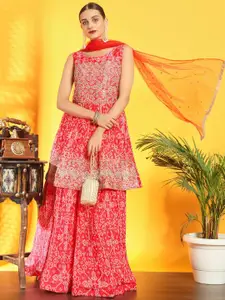 Chhabra 555 Bandhani Printed Thread Work A-Line Kurta with Skirt & Dupatta