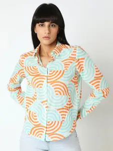 Vero Moda Women Spread Collar Conversational Printed Cotton Casual Shirt