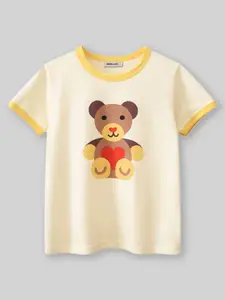 INCLUD Girls Graphic Printed Round Neck Cotton T-Shirt