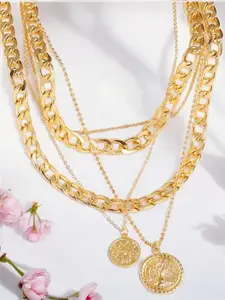 fabula Layered Coin Charm Link Necklace